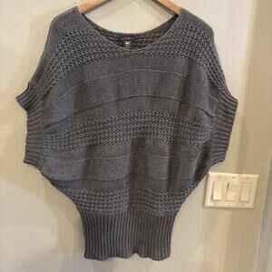 Dex Women Sweater Vest Size XS Gray With Knit Design Cap Sleeves Business 90’s